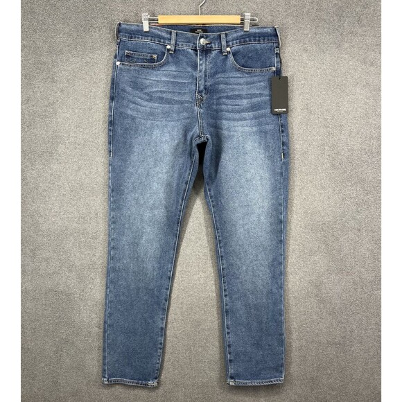 True Religion Jeans Mens 34 X 32 Blue Geno Relaxed Slim Medium Tide Wash - Picture 1 of 16